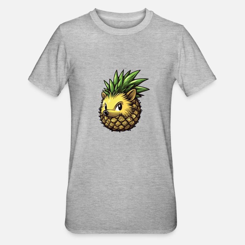 Ananas Igel - Unisex Polycotton T-Shirt - Grau meliert