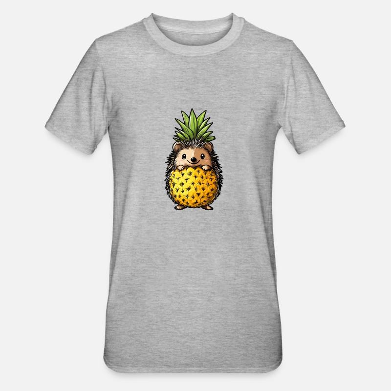 Pineapple Hedgehog - Unisex Polycotton T-Shirt - heather grey