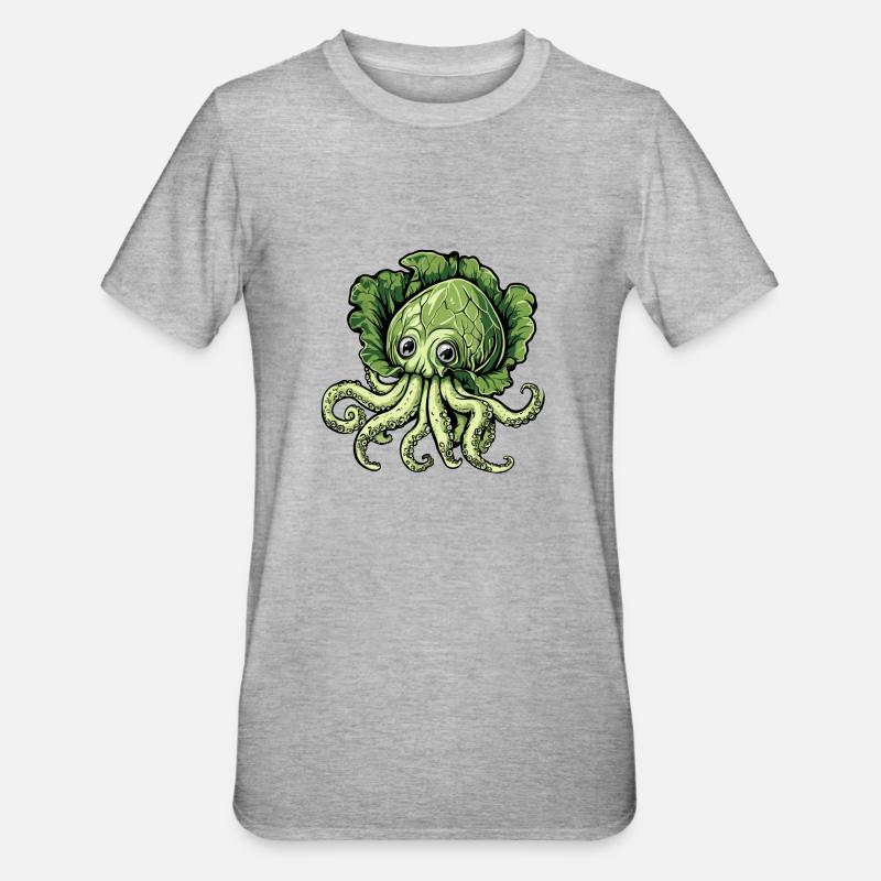 Oktopus Kohlkopf - Unisex Polycotton T-Shirt - Grau meliert