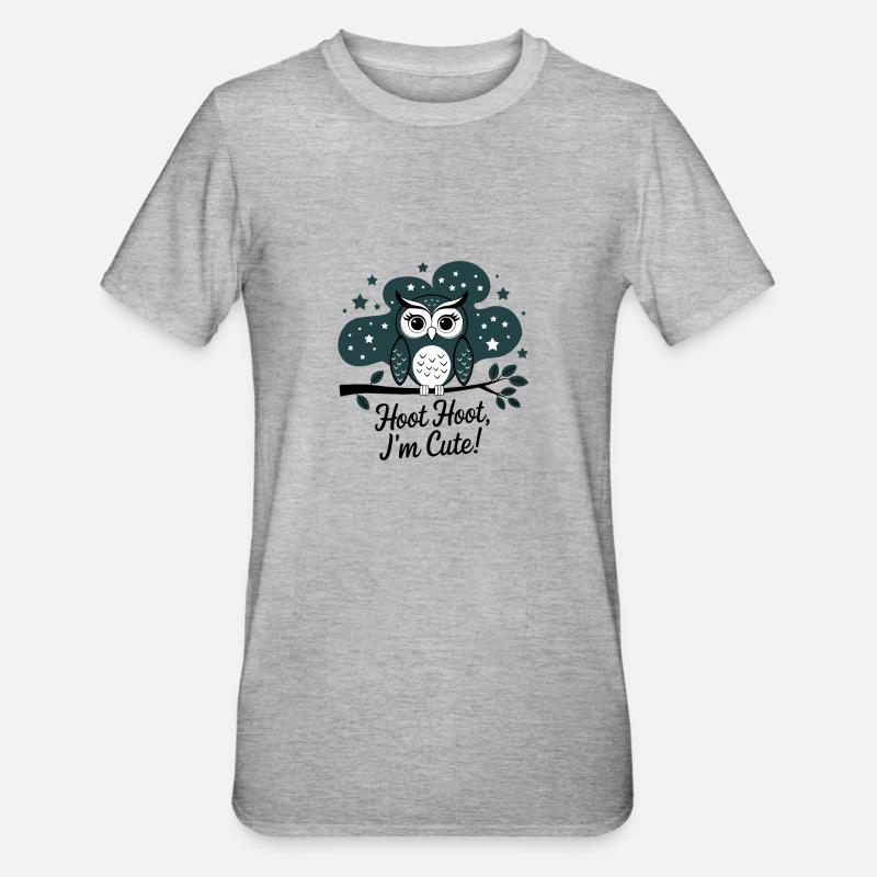 Süße Eule - Unisex Polycotton T-Shirt - Grau meliert