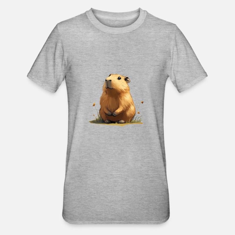 Bébé Capybara - T-shirt polycoton Unisexe - gris chiné