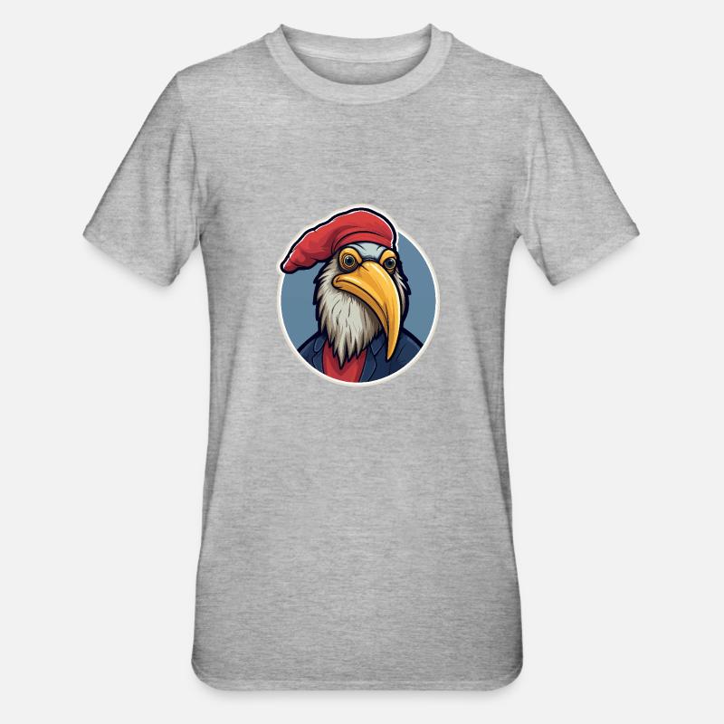 Aigle avec chapeau - T-shirt polycoton Unisexe - gris chiné