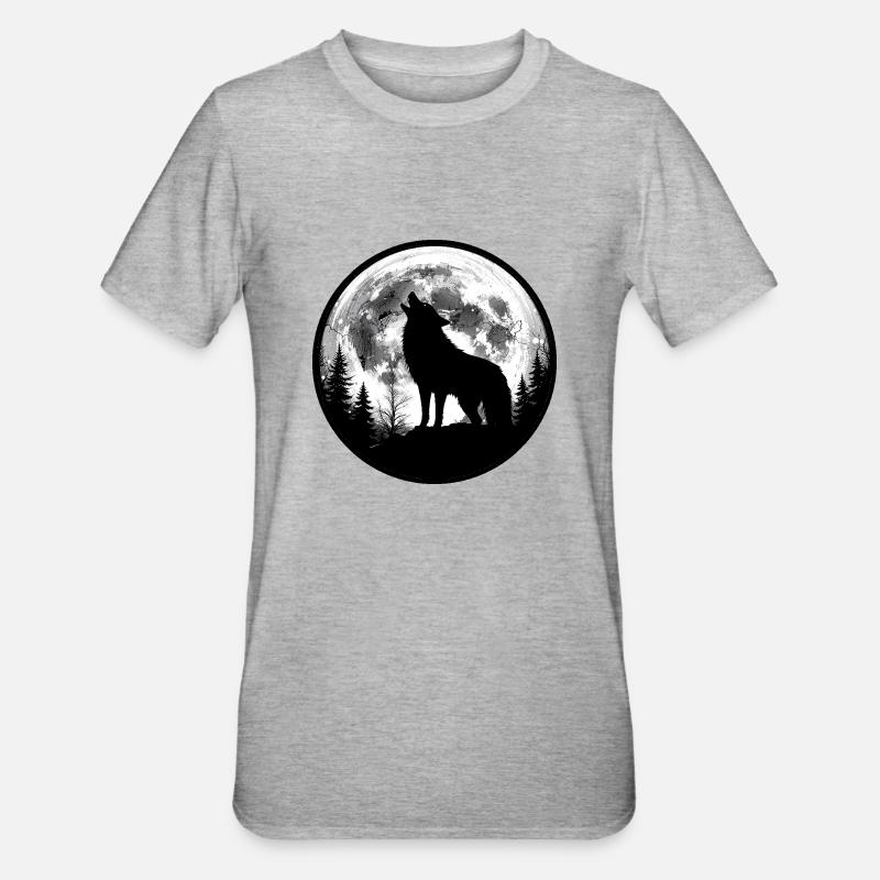 Heulender Wolf 3458646 - Unisex Polycotton T-Shirt - Grau meliert