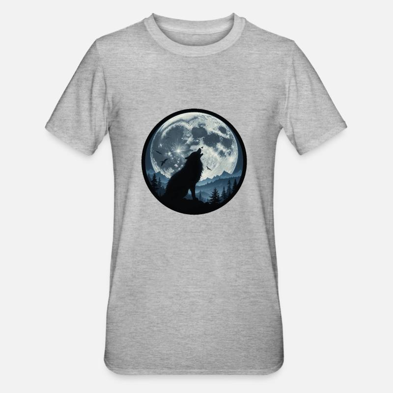 Heulender Wolf 3458647 - Unisex Polycotton T-Shirt - Grau meliert