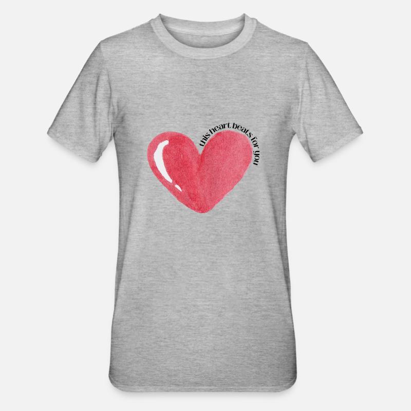 Questo cuore batte per te - Maglietta unisex, mix cotone e poliestere - grigio melange