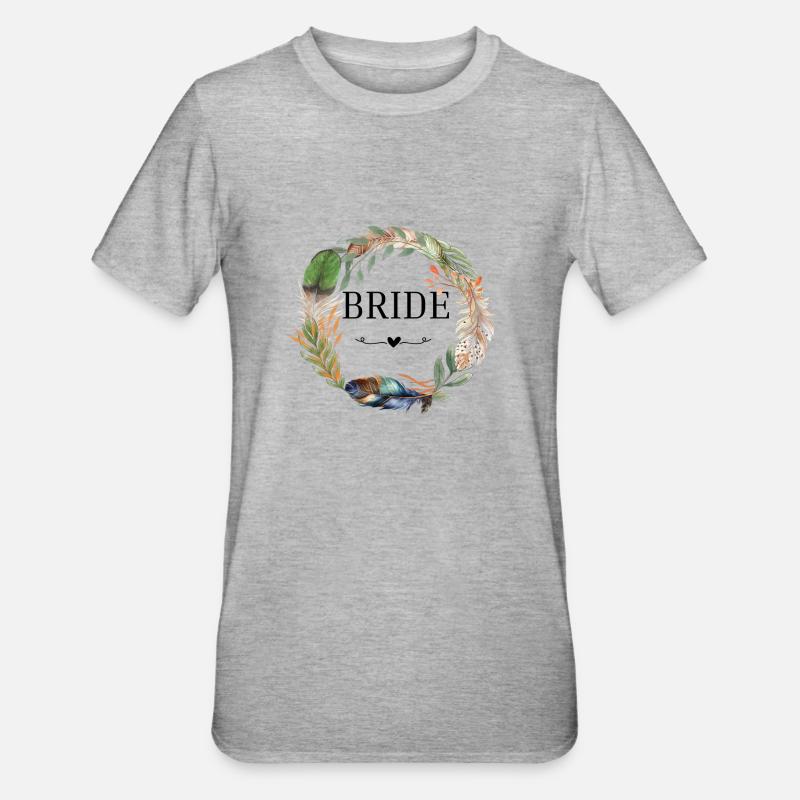 bride couronne fleurs boho - T-shirt polycoton Unisexe - gris chiné