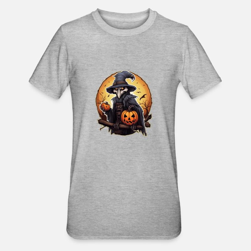 Corbeau Halloween - T-shirt polycoton Unisexe - gris chiné