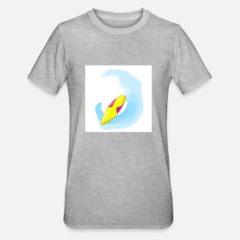 Surfbrett - Unisex Polycotton T-Shirt - Grau meliert