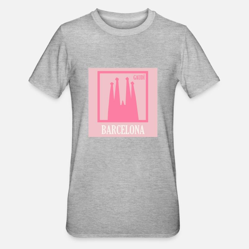 Barcelone rose - T-shirt polycoton Unisexe - gris chiné