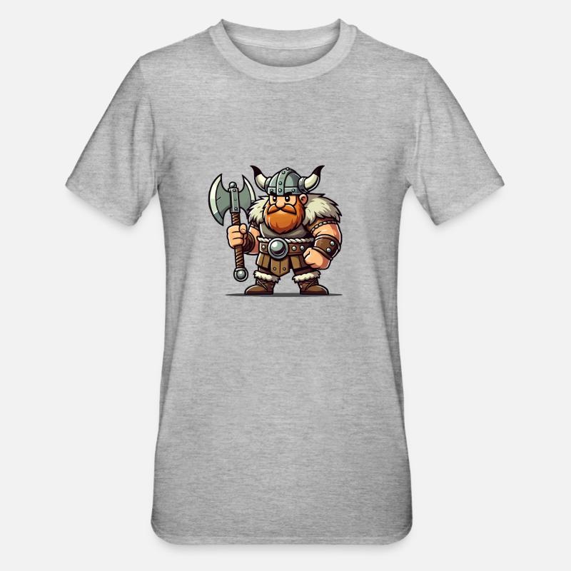 wikinger comic - Unisex Polycotton T-Shirt - Grau meliert