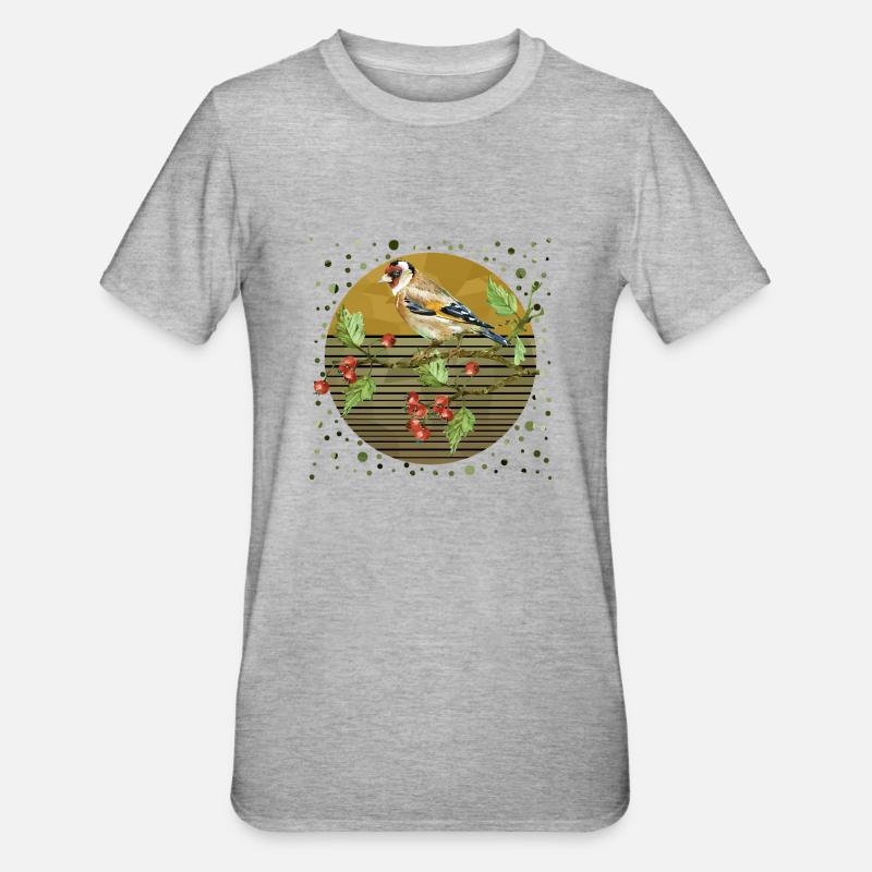 Bunter Vogel - Unisex Polycotton T-Shirt - Grau meliert