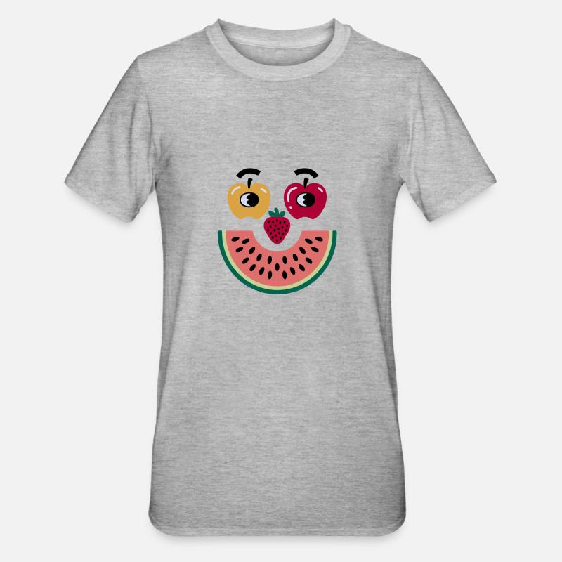 Frucht Gesicht - Unisex Polycotton T-Shirt - Grau meliert