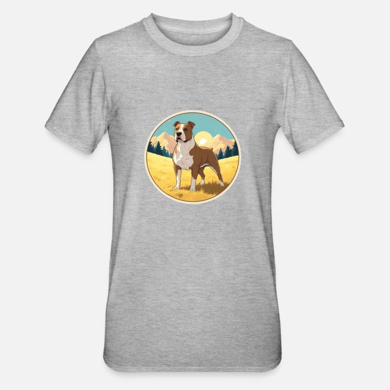 Pitbull American Bully - T-shirt polycoton Unisexe - gris chiné