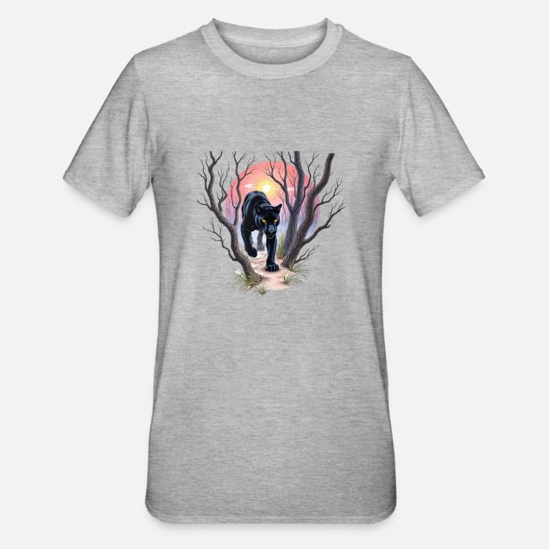 Panthère à la chasse - T-shirt polycoton Unisexe - gris chiné