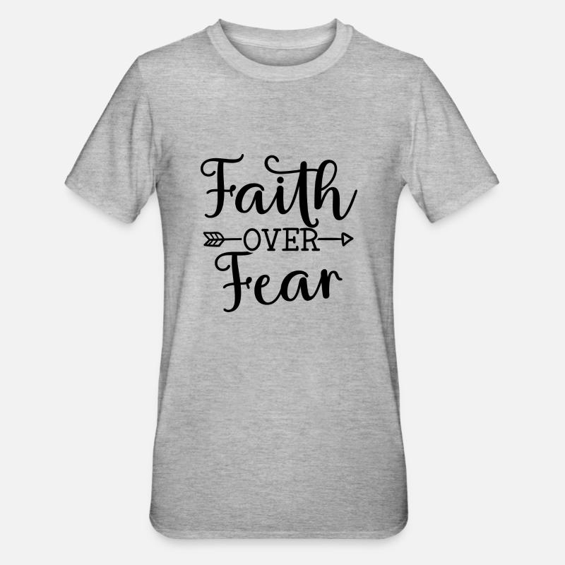 Glaube über Angst - Unisex Polycotton T-Shirt - Grau meliert