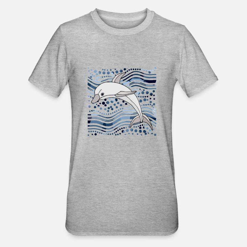 Delfin - Unisex Polycotton T-Shirt - Grau meliert