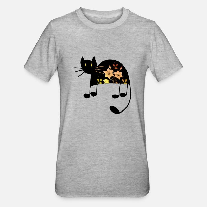 Katze - Unisex Polycotton T-Shirt - Grau meliert