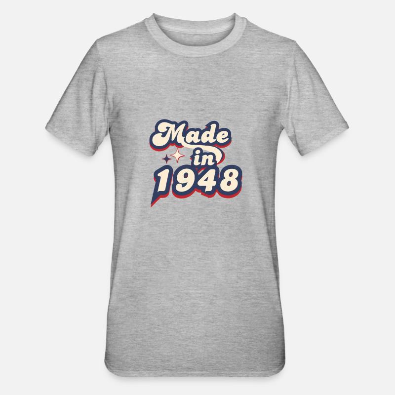 Made in 1948 retro - T-shirt polycoton Unisexe - gris chiné