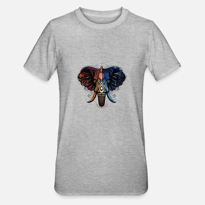 Éléphant Feu Eau - T-shirt polycoton Unisexe - gris chiné