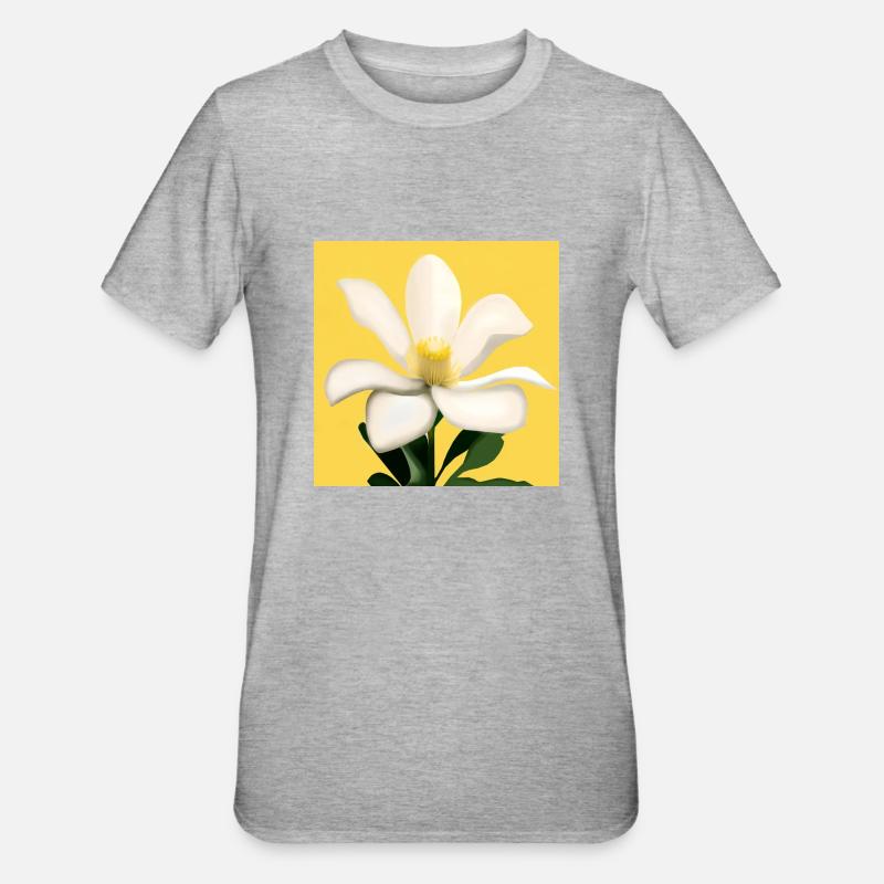 Une fleur blanche impressionnante - T-shirt polycoton Unisexe - gris chiné