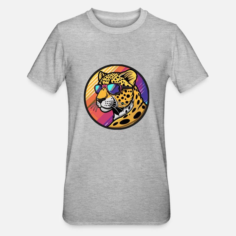Leopard Comic Cool Summer - Unisex Polycotton T-Shirt - heather grey