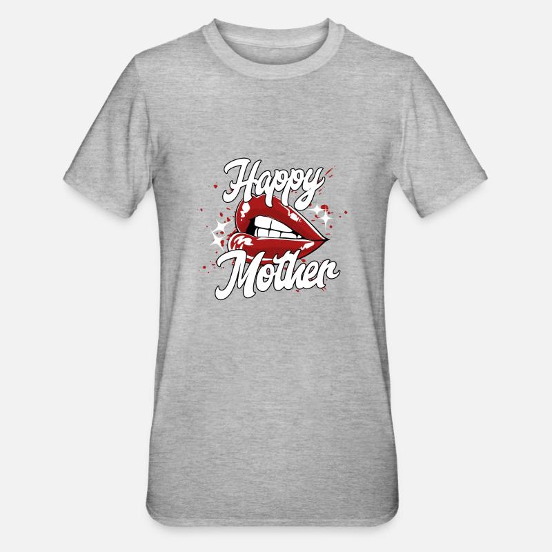 Mère heureuse - T-shirt polycoton Unisexe - gris chiné