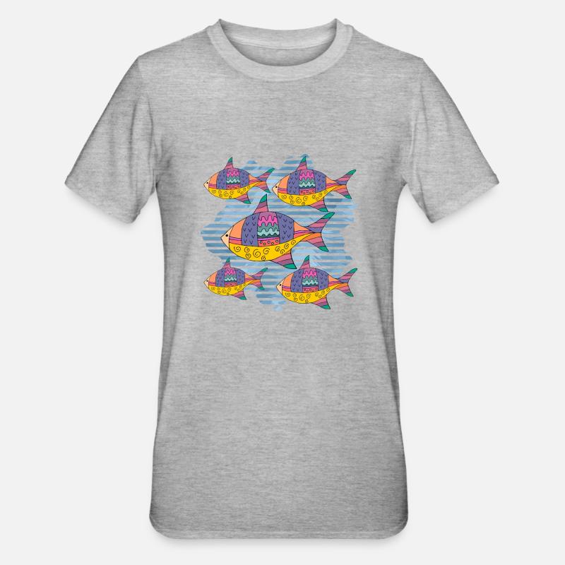 Fisch - Unisex Polycotton T-Shirt - Grau meliert