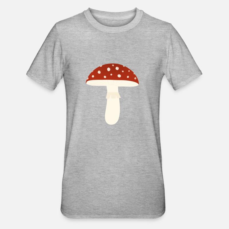 Toadstool Fly Agaric Mushroom - Unisex Polycotton T-Shirt - heather grey