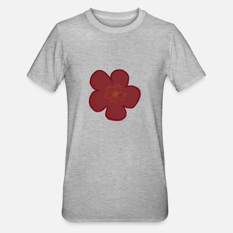 Rote Blume - Unisex Polycotton T-Shirt - Grau meliert