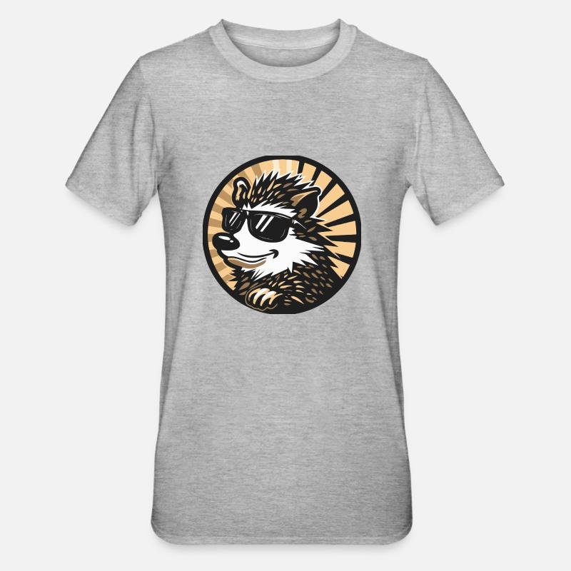 hérisson bande dessinée cool - T-shirt polycoton Unisexe - gris chiné