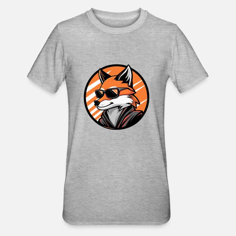 Fuchs Comic Cool - Unisex Polycotton T-Shirt - Grau meliert
