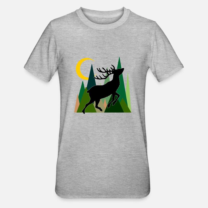 Hirsch - Unisex Polycotton T-Shirt - Grau meliert