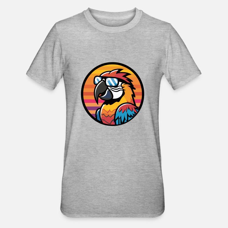 Papagei Comic Cool - Unisex Polycotton T-Shirt - Grau meliert