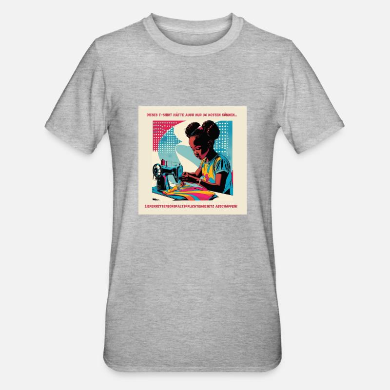 3€ - Unisex Polycotton T-Shirt - Grau meliert