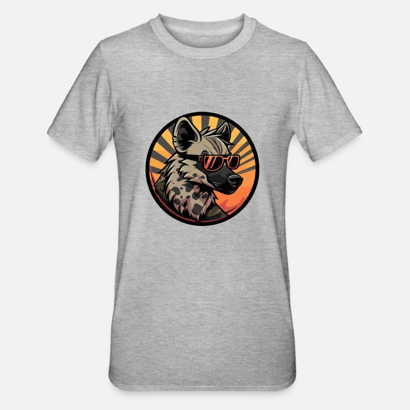 Hyäne Cool Comic - Unisex Polycotton T-Shirt - Grau meliert