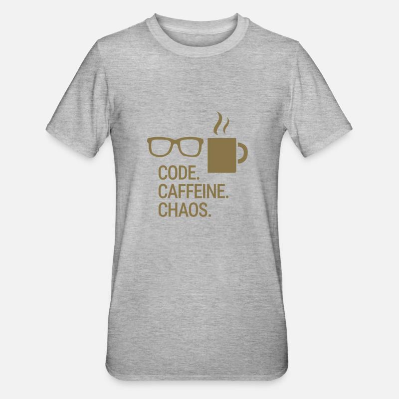 Code. Caféine. Chaos. - T-shirt polycoton Unisexe - gris chiné