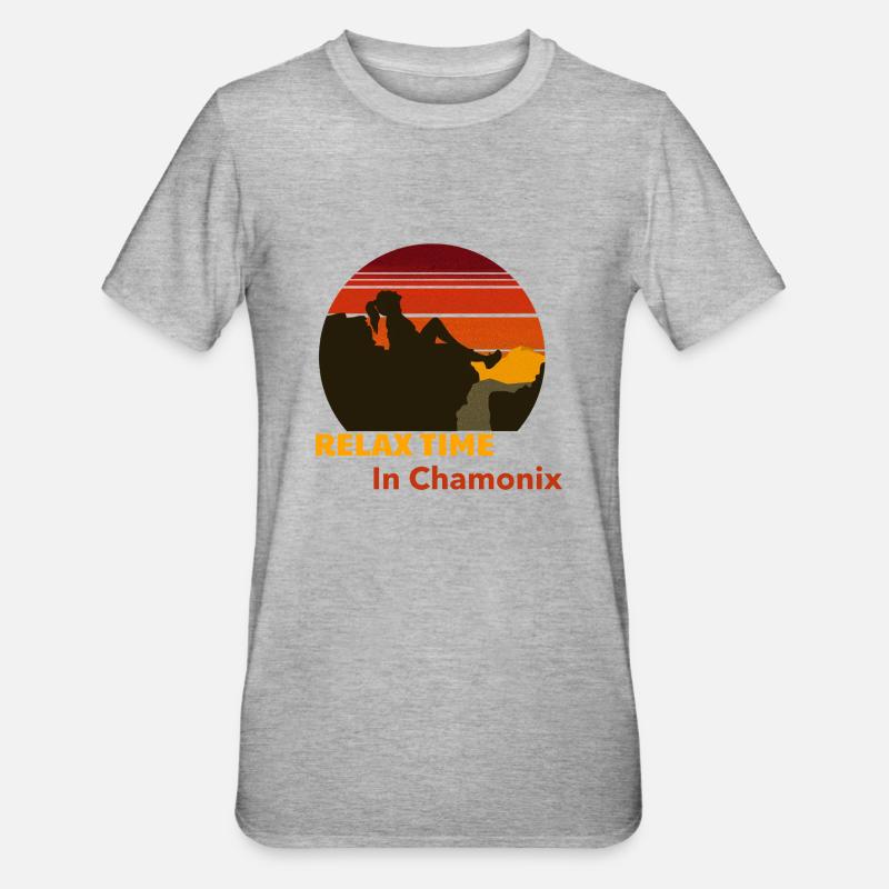 Coucher de soleil Chamonix - T-shirt polycoton Unisexe - gris chiné