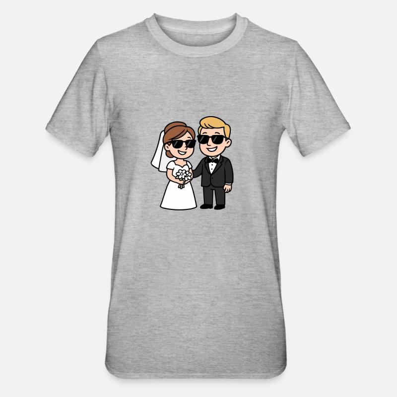 brautpaar ehepaar comic - Unisex Polycotton T-Shirt - Grau meliert
