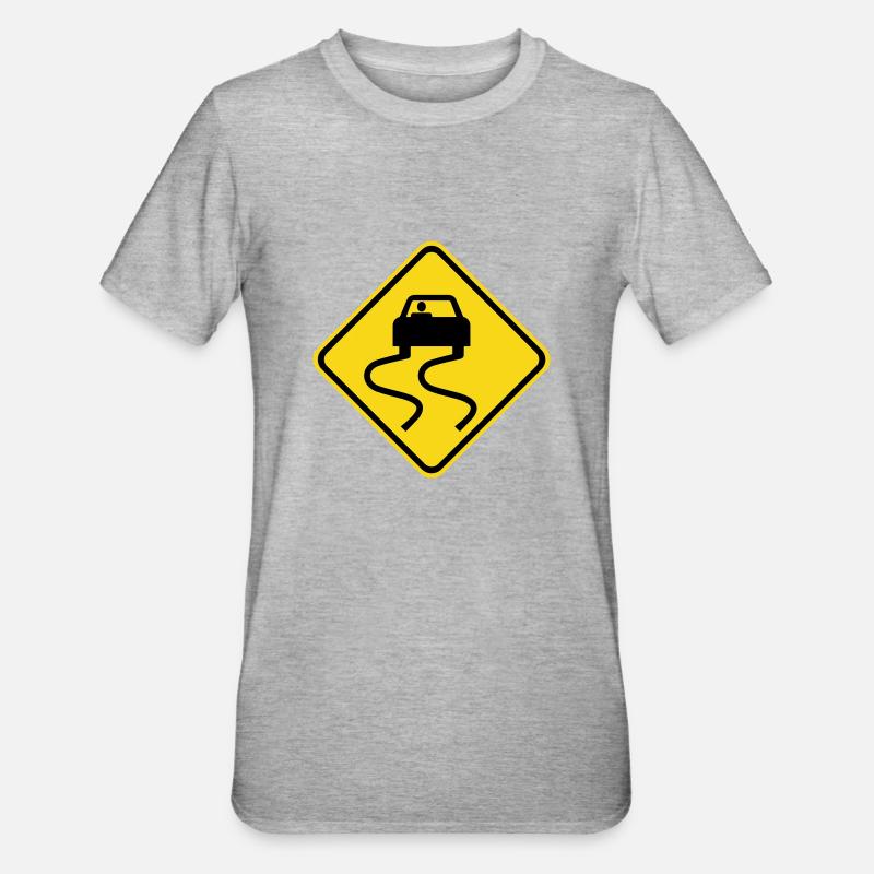 Glissant Signalisation routière - T-shirt polycoton Unisexe - gris chiné
