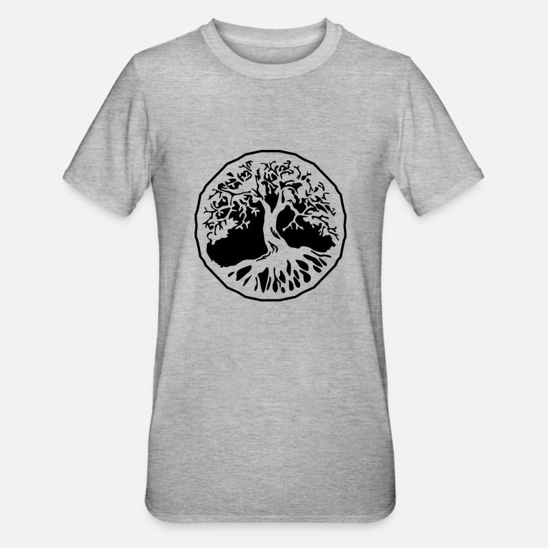 tree of life best angular - Unisex Polycotton T-Shirt - Grau meliert