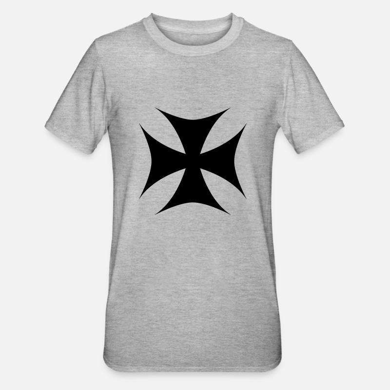 Croix de Templar - T-shirt polycoton Unisexe - gris chiné