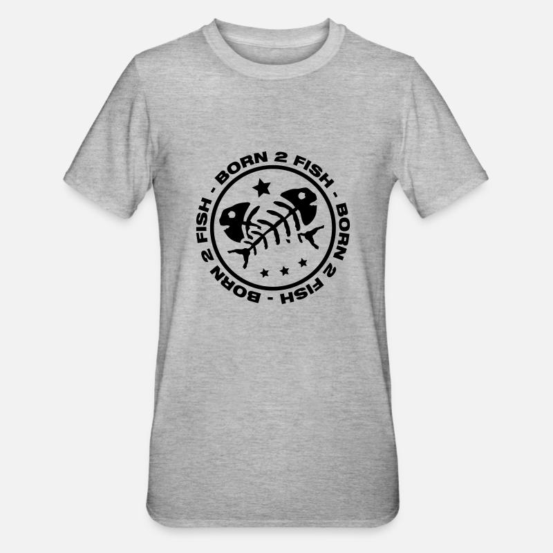 born_2_fish_aa1 - Unisex Polycotton T-Shirt - Grau meliert