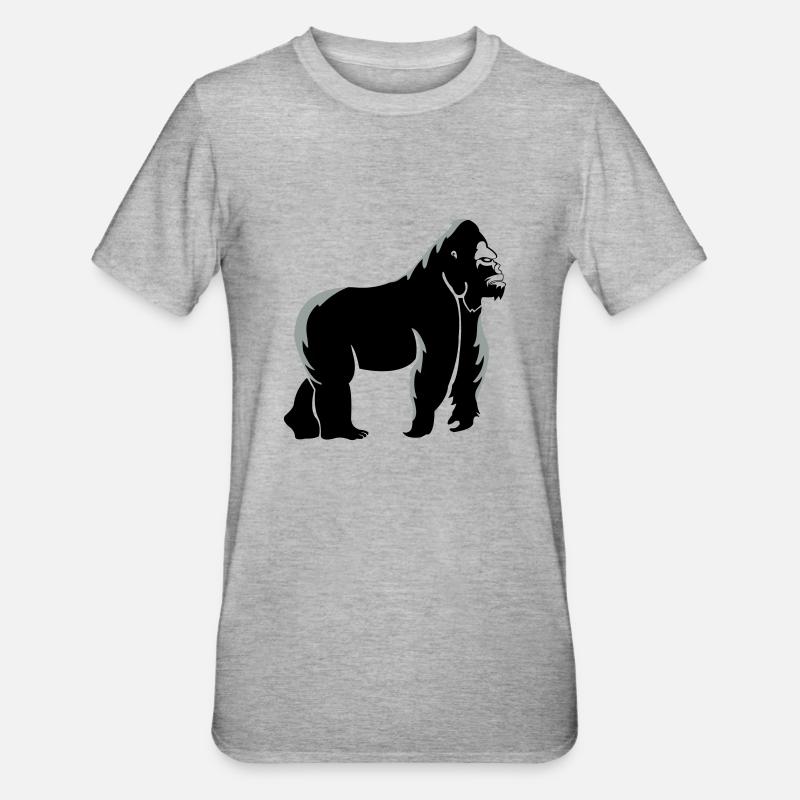 gorilla_002 - Unisex Polycotton T-Shirt - Grau meliert