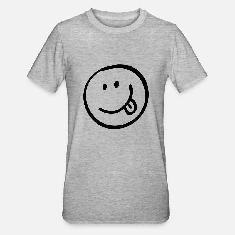 Smile mit Zunge Geschenk Geschenkidee - Unisex Polycotton T-Shirt - Grau meliert