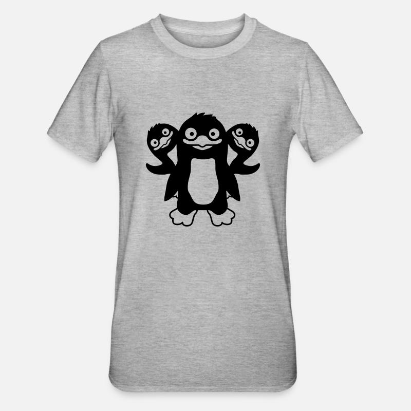 Amis 3 pingouins drôles - T-shirt polycoton Unisexe - gris chiné