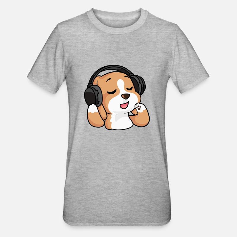 Der singende Beagle - Unisex Polycotton T-Shirt - Grau meliert