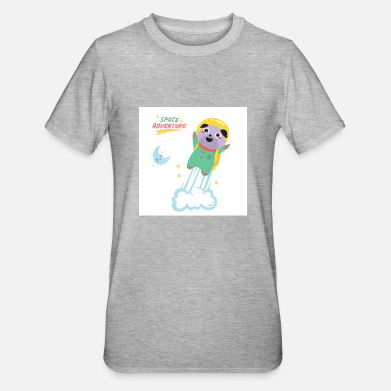 Chiot de l’espace. - T-shirt polycoton Unisexe - gris chiné