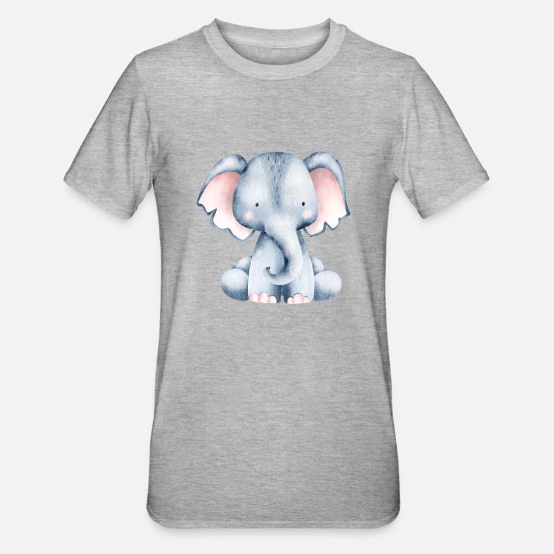 Mignon petit éléphant - T-shirt polycoton Unisexe - gris chiné