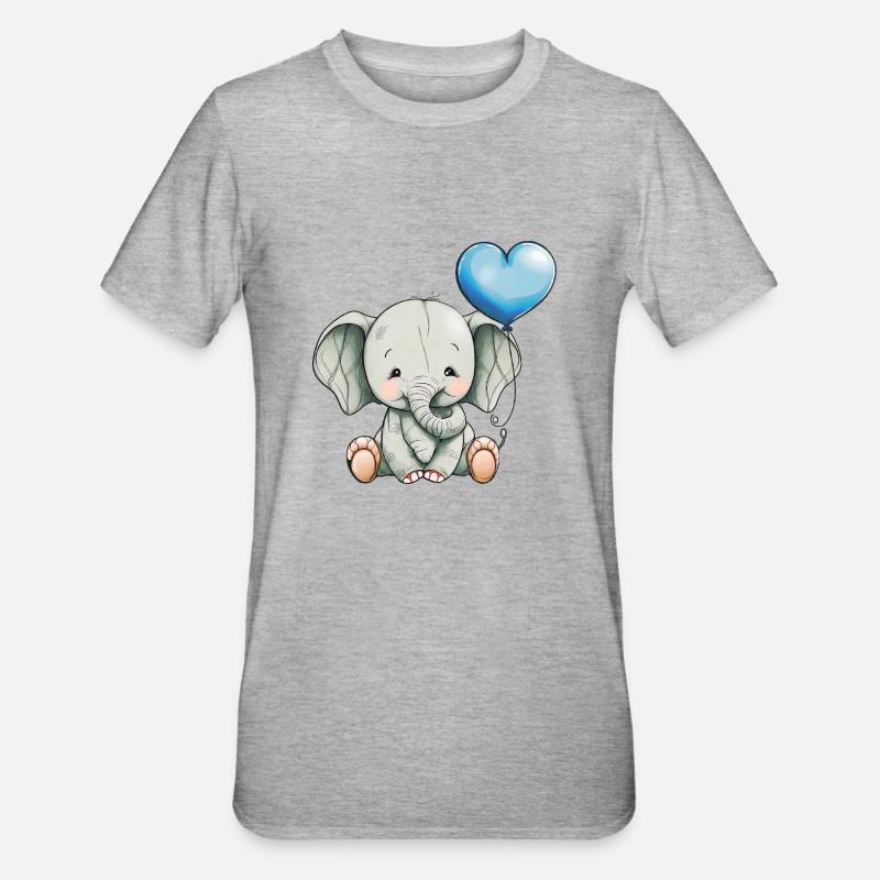 éléphant mignon - T-shirt polycoton Unisexe - gris chiné
