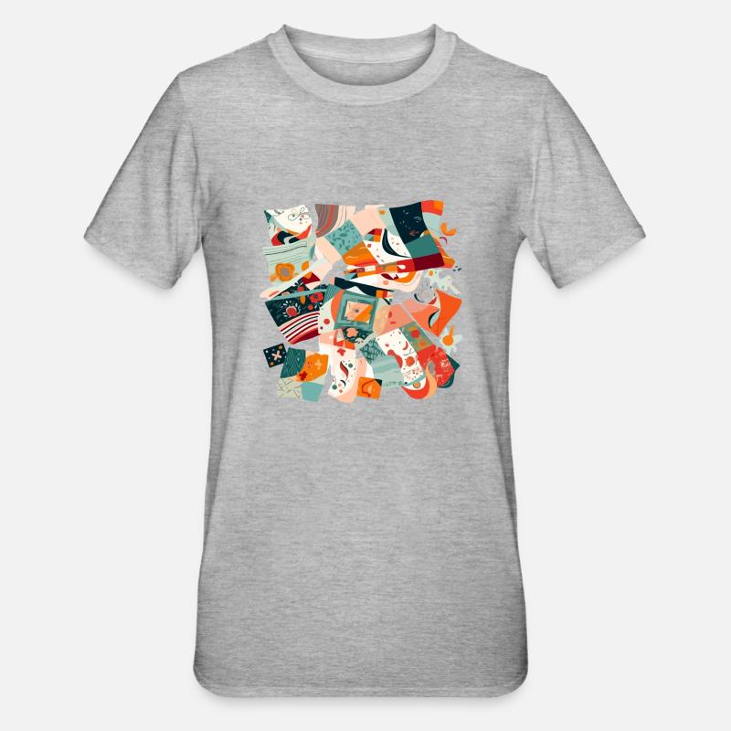 Patchwork aus Stoff - Unisex Polycotton T-Shirt - Grau meliert